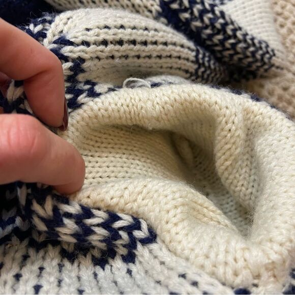 JOA Los Angeles Plaid Wool Blend Cardigan Sweater Ladies Navy Ivory Size Medium - Picture 12 of 12